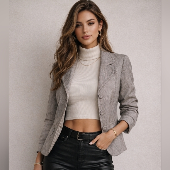 Sigrid Olsen Jackets & Blazers - Sigrid Olsen Duo Color Seersucker 100% Cotton Striped Short Jacket Gray 6